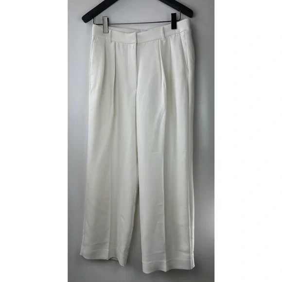 Banana Republic Relaxed Trouser Pleated Wide Leg Pockets Cream Women's Size 10 - Picture 13 of 14